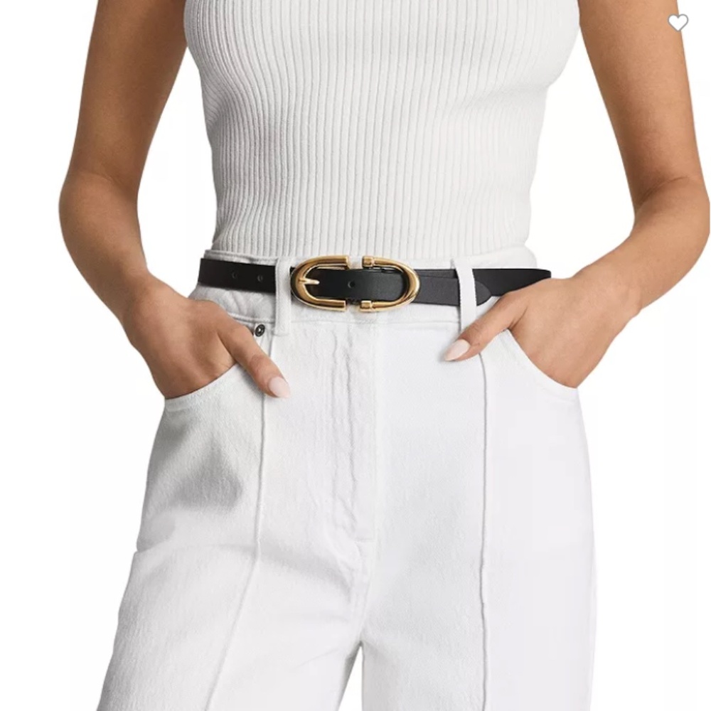 REISS Bailey Horseshoe Belt Black + Gold (Small)